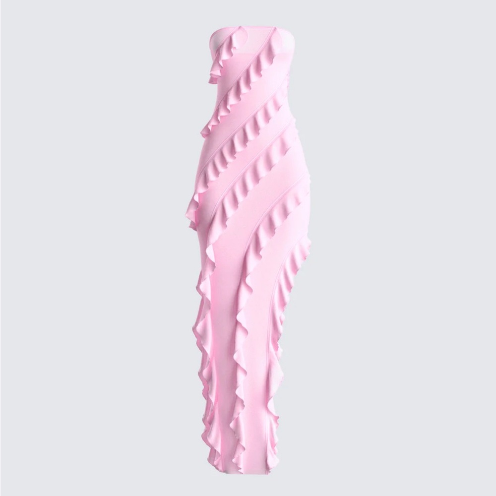 Finesse Blanche Pink Mesh Ruffle Dress
